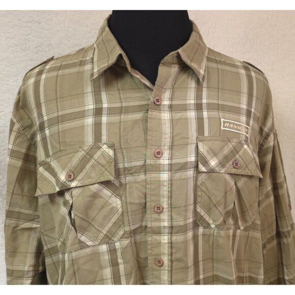 Polaris Ranger Mens 2XL Brown Plaid Button Up Long Sleeve Epaulettes Logo Shirt - Picture 2 of 13